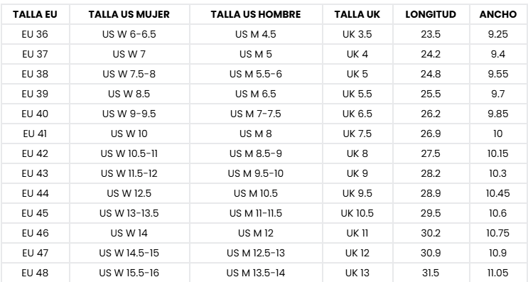 tallas luck i adultos