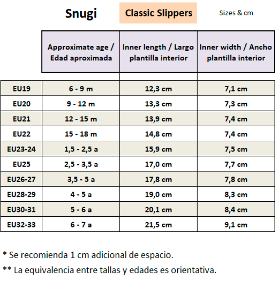 tallas snugi classic slippers