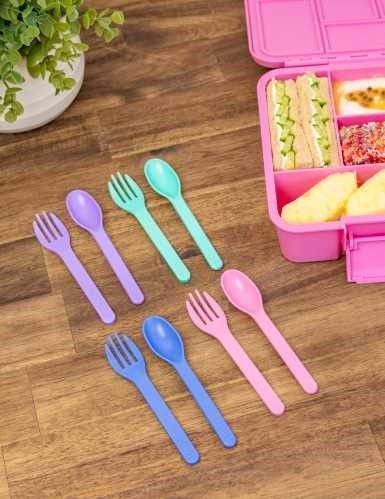 Pack cubiertos niños lonchera pastel