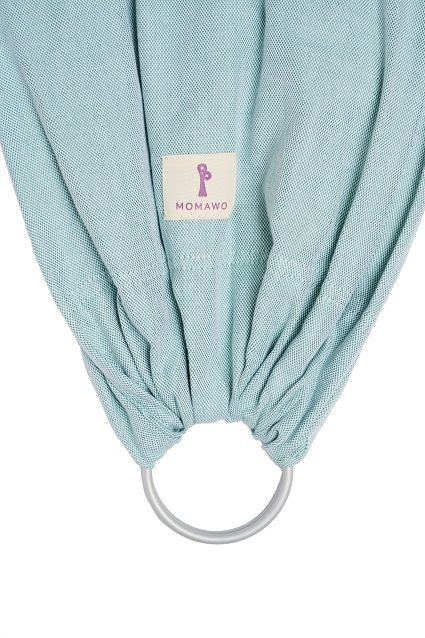 Bandolera de anillas Momawo Fresh bambú color menta con asesoría de porteo Quiero Colo