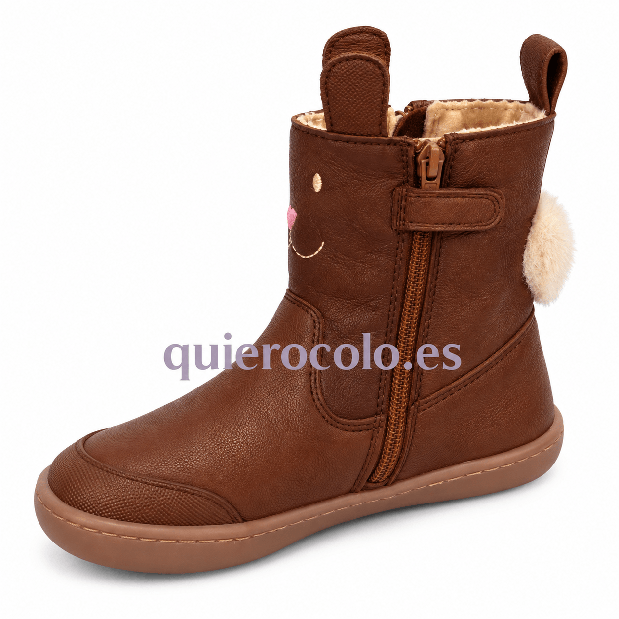 Bota infantil marrón con forma de conejito