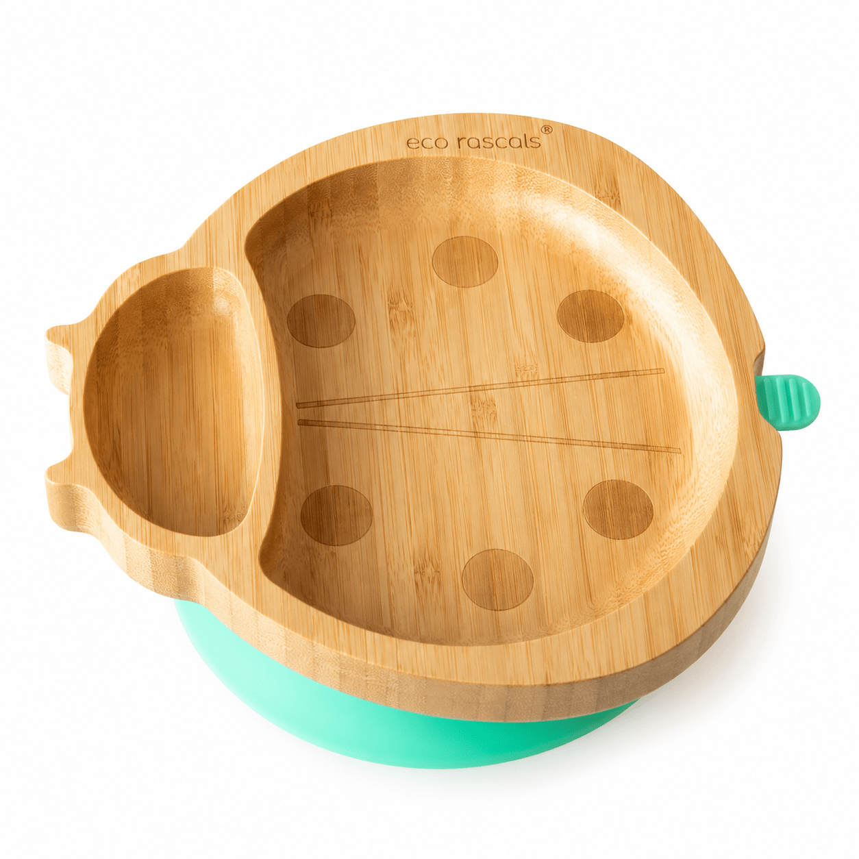 Plato de bambú Eco Rascals Ladybird verde